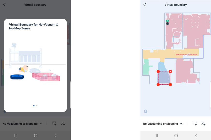Sperrzonen und No Mop Zonen werden für den Deebot T9 in der Ecovacs Home eingerichtet